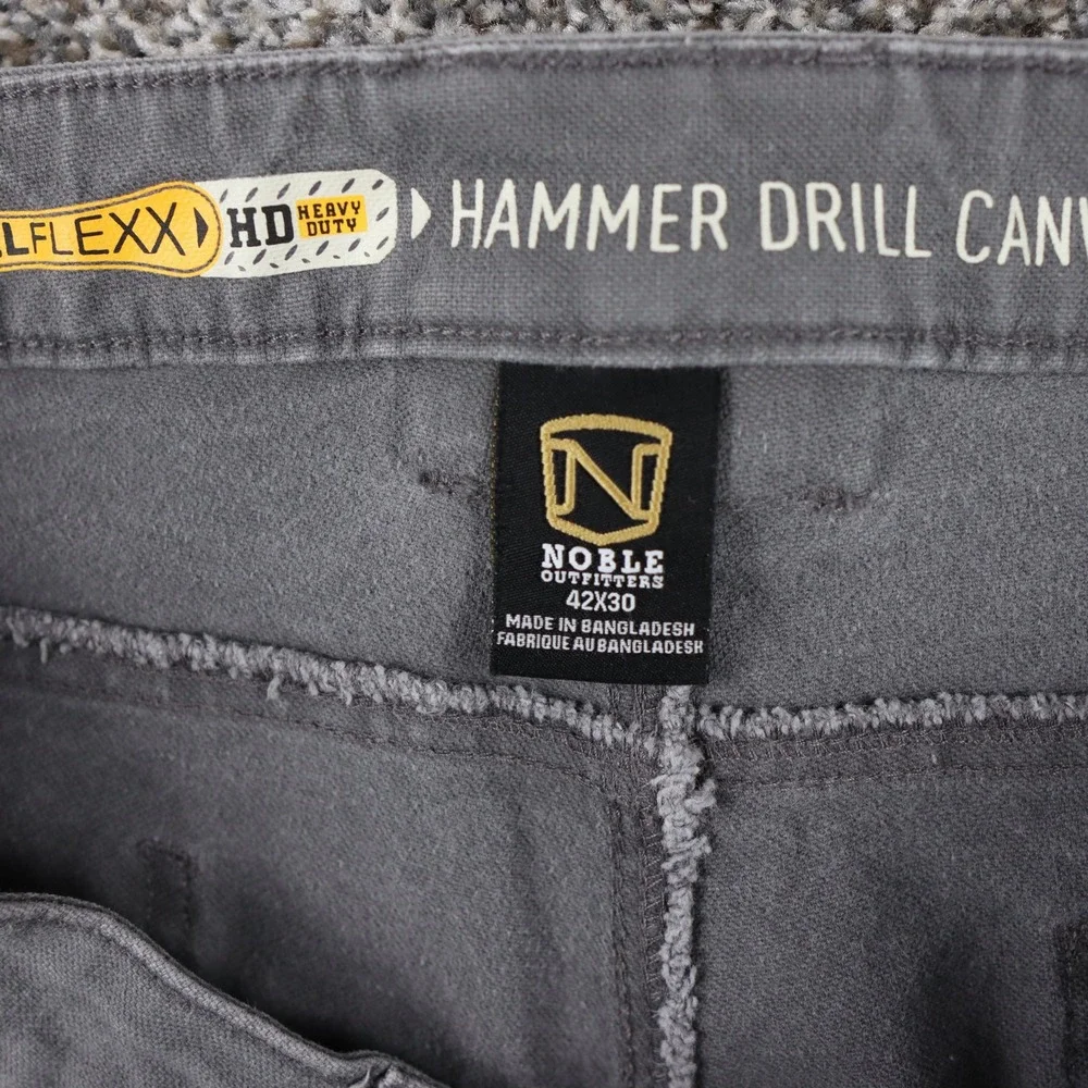 Noble Outfitters Mens Gray Canvas Work Pants‎ Hammer Drill Heavy Duty Flex 42x30